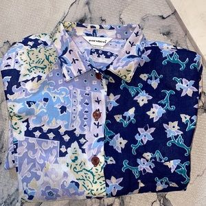 Womens Vintage FUNKY Rayon/Cotton blend S/S Tunic Button Down. Flawless XL